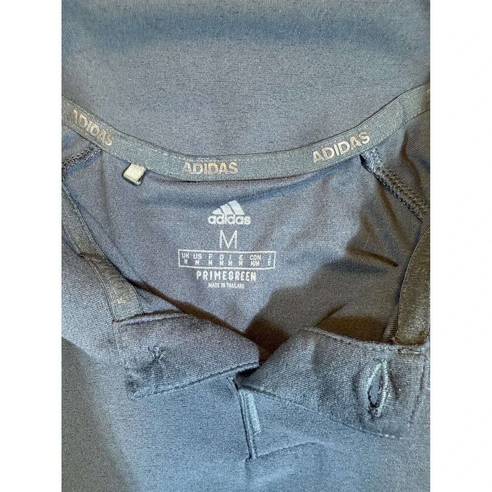 Adidas Mens Primegreen Polo Shirt Medium Navy Blue Short Sleeve Golf